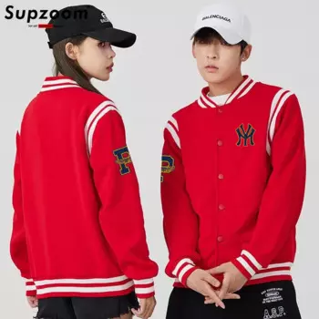 Новое поступление, хлопковая Повседневная бейсбольная куртка Supzoom с принтом и рукавом в рубчик, мужская куртка-бомбер на осень и зиму