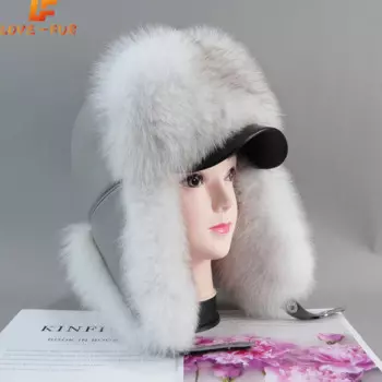 Новое поступление, кепка из 100% натуральной кожи, повседневная теплая мягкая русская женская шапка-бомбер из лисьего меха, зимние женские шапки из натурального лисьего меха