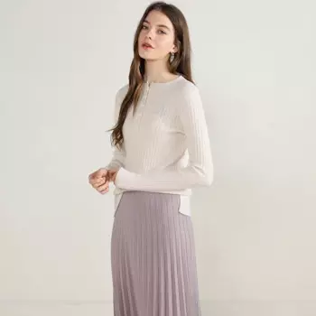 Новое поступление осени, свитер из 100% кашемира, женские пуловеры с круглым вырезом и половиной пуговиц, вязаный ребристый шикарный мягкий джемпер, топы