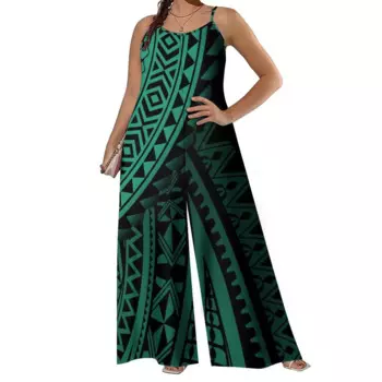 Новое поступление, повседневные Комбинезоны, женский комбинезон большого размера 8xl, красный и черный полинезийские комбинезоны с широкими штанинами по низкой цене, Прямая поставка