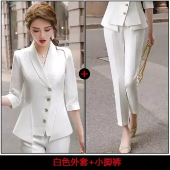 Новое поступление Женская спортивная куртка пальто Комплект из 2 предметов офисная Дамская мода жакет на пуговицах плащ Однотонная одежда костюм с блейзером с узкие штаны 8 Размеры