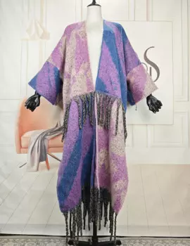 Новое поступление, зимнее женское Модное Длинное Пальто-блоггер с открытой передней кисточкой, Африканское женское роскошное плотное теплое кимоно с принтом