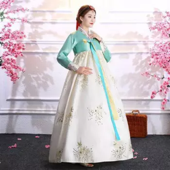 Новое традиционное женское вечернее платье Hanbok для взрослых, корейский костюм, танцевальное платье