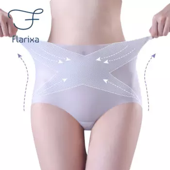 Новое ультратонкое нижнее белье Flarixa с высокой талией, женские бесшовные трусики из вискозы с перекрестным узором живота, дышащее нижнее белье