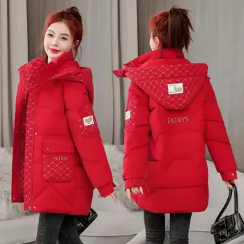 Новое высококачественное женское длинное пуховое пальто из хлопка, Зимняя Толстая Теплая стеганая куртка, стирка, модное женское пальто со съемным капюшоном Parker