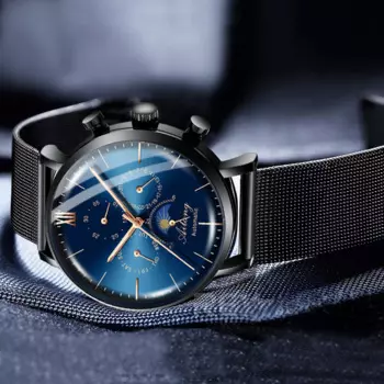 Новые брендовые мужские автоматические механические часы AILANG, водонепроницаемые многофункциональные часы, мужские часы Relogio AL-8609