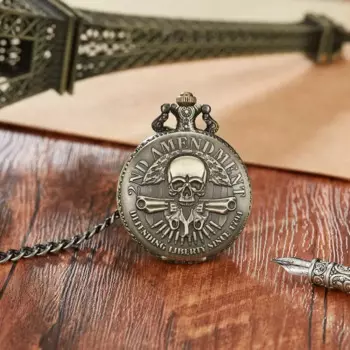 Новые часы с бронзовым черепом 2-го изменения, Механические карманные часы, мужские часы с цепочкой, мужские подарочные часы relogio hombre