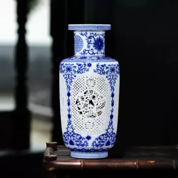 Новые цветочные вазы в китайском стиле, украшения для гостиной, керамические вазы с вырезами, дизайнерские украшения для комнаты, изысканные универсальные искусственные