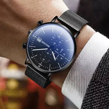 Новые деловые наручные часы BELUSHI для мужчин, Брендовые спортивные часы с секундомером, мужские светящиеся кварцевые часы с сеткой