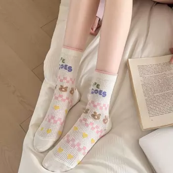 Новые милые чулки в стиле "Лолита" с мультяшным медведем, сетчатые милые тонкие женские носки, летние носки JK Balletcore