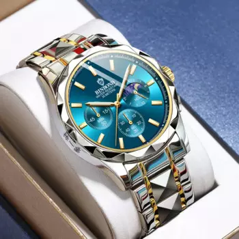 Новые многофункциональные мужские часы с пряжкой-бабочкой с шестью иглами модные и популярные водонепроницаемые кварцевые часы с двойным календарем