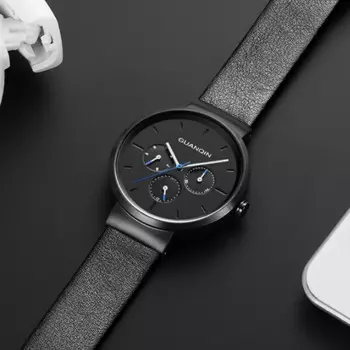 Новые модные мужские часы GUANQIN 2024, мужские кварцевые часы из нержавеющей стали, мужские многофункциональные спортивные часы для мужчин