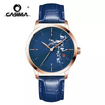 Новые мужские часы CASIMA в китайском стиле, Модные Кварцевые водонепроницаемые наручные часы из синей кожи, часы для пар, 5135