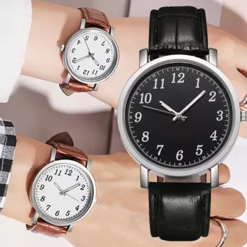 Новые парные кварцевые часы для мужчин и женщин, простые цифровые кварцевые часы с кожаным ремешком