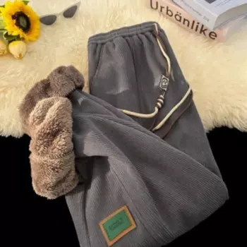 Новые плюшевые осенние вельветовые повседневные модные Универсальные однотонные мужские спортивные повседневные брюки со средней высокой талией