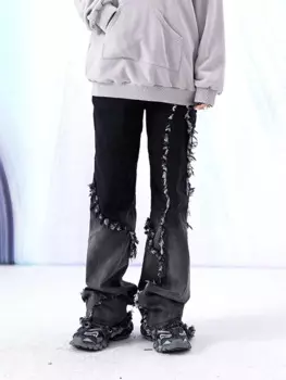 Новые японские корейские черные джинсы Ruibbit с высокой талией, прямые джинсы свободного покроя для девочек