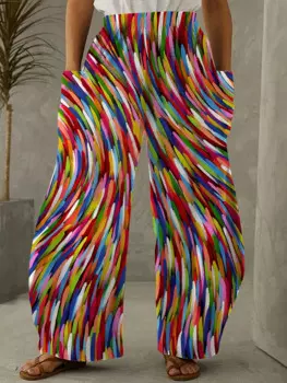 Новые ранние осенние женские брюки с 3D цветным принтом женские повседневные женские брюки-фонарики большие элегантные женские брюки с широкими штанинами