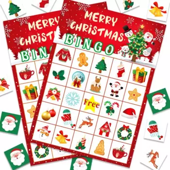 Новые рождественские карты с изображением бинго, Navidad, вечерние игры, карточная игра, Новый год 2025, игровые карты с бинго, подарок