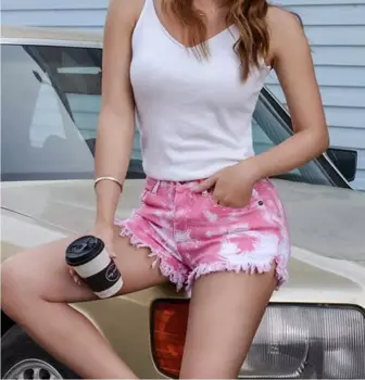 Новые весенне-летние модные повседневные женские джинсовые шорты с высокой талией