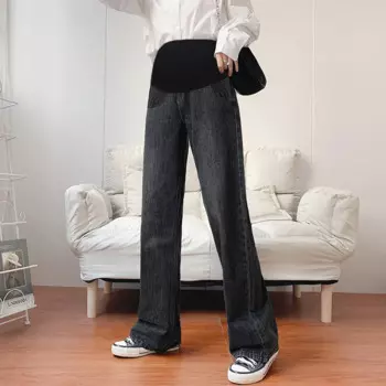 Новые весенние широкие свободные джинсы для беременных Длинные джинсы для беременных прямые брюки для беременных