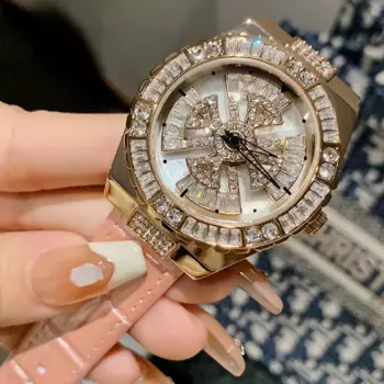 Новые женские часы с диском, роскошные модные женские кварцевые часы с вращающимся циферблатом, водонепроницаемые женские часы с ремешком