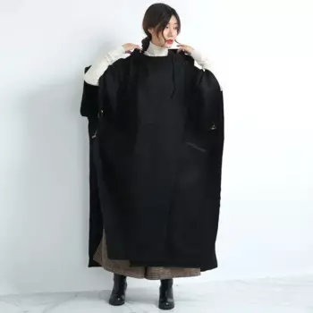 Новые женские осенние и зимние Оригинальные размера плюс толстые удлиненные личности шерстяной плащ верхняя одежда свободного кроя с капюшоном свободное шерстяное пальто