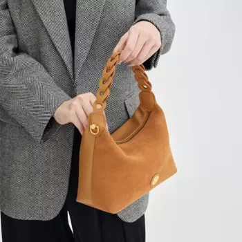 Новые зимние и осенние сумки на плечо для женщин, французские элегантные офисные дамские сумки через плечо, 2024 простая однотонная сумка, женская сумка