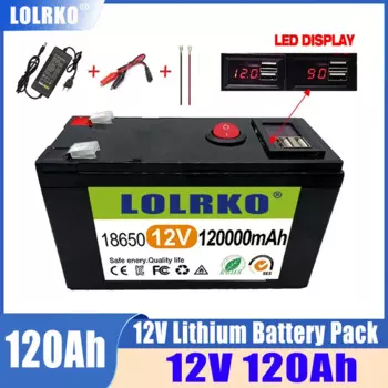 Новый 12 В 120000 мАч портативный и перезаряжаемый аккумулятор 18650 встроенный 5 в 12,6 а USB-порт для зарядки с дисплеем + зарядное устройство в