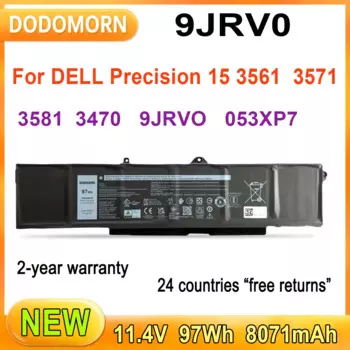 Новый аккумулятор 9JRV0 для ноутбука DELL Precision 15 3561 3571 3581 3470 Series, запасные части 9jrvo 53XP7 053XP7 97Wh, 2-летняя гарантия