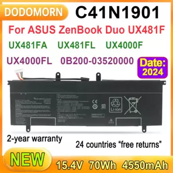 Новый аккумулятор для ноутбука C41N1901 для ZenBook Duo UX4000F UX4000FL UX481FL UX481FA UX481F 0B200-03520100 0B200-03520000 4ICP6/60/72