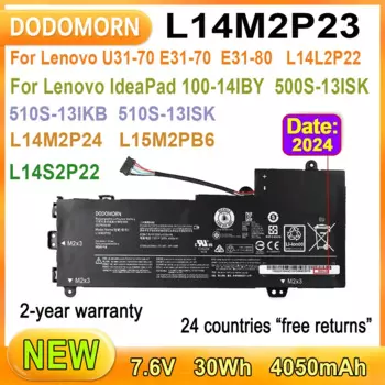 Новый аккумулятор для ноутбука L14M2P23 для Lenovo U31-70,E31-70, IdeaPad 100-14IBY,500S-13ISK,510S-13IKB,510S-13ISK 30Wh, 4050 мАч