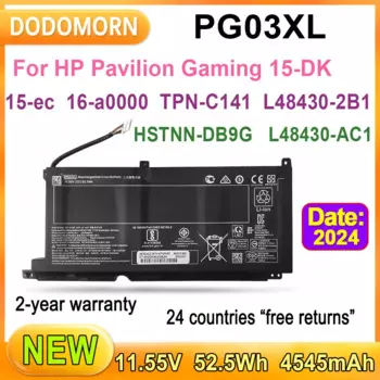 Новый аккумулятор для ноутбука PG03XL для HP Pavilion Gaming 15-DK dk0003nq 15-dk0020TX 15-ec 15-ec0000 OMEN 5X FPC52 Series 52.5Wh 11,55 V