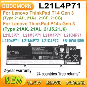 Новый аккумулятор L21L4P71 для ноутбука Lenovo ThinkPad T14 Gen 3/P14s Gen 3 Series L21L3P71 L21M3P71 L21M4P71 L21M4P71 L21C4P71 L21D4P71 L21M4P72