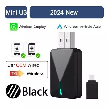 Mini U3 Wireless Carplay Smart Box Проводной к беспроводному адаптеру Android Auto Dongle Обновление OTA проводной к беспроводному адаптеру Android