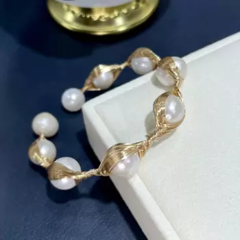 Новый браслет из натурального жемчуга в стиле барокко, натуральный женский браслет в Южном море 7,5-8 дюймов