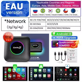 Новый Carlinkit CarPlay Ai Box SDM660 8-ядерный Android 13 Смарт-Автомобильный бокс беспроводной CarPlay Android Автоматическая потоковая коробка для автомобиля 64G128G