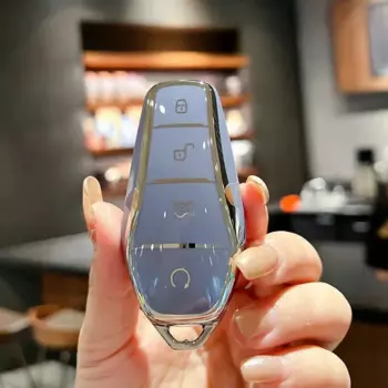 Новый Чехол Для Автомобильного Ключа Из Натуральной Кожи Для BYD Atto 3 Han EV Dolphin-4 Кнопки Дистанционного Управления Авт...