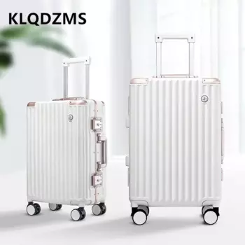 Новый чемодан KLQDZMS, 20 дюймов, 22 дюйма, 24 дюйма, 26 дюймов, ABS + PC, алюминиевая рамка, тележка, стандартный мужской Универсальный чемодан на колесах