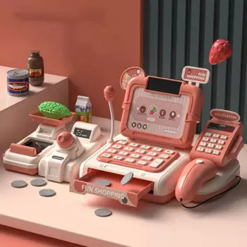 Новый детский игровой домик, игрушка, мини-еда, имитация супермаркета, может сканировать, многофункциональный звук, светильник кассовый аппарат, детские игрушки на Рождество