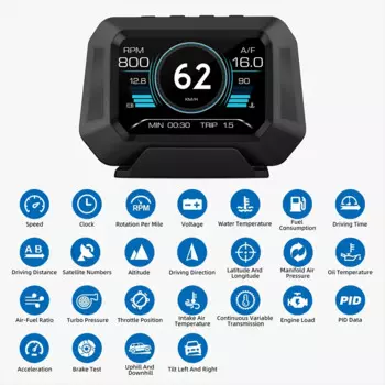 Новый дисплей на лобовом стекле OBD + GPS HUD скорость об/мин сигнализация охлаждающей жидкости цифровой спидометр Инклинометр Автомобильный датчик автомобильные аксессуары