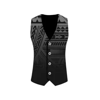 Новый дизайн, полинезийский мужской жилет, индивидуальный винтажный жилет с художественным принтом, высококачественный мужской повседневный жилет, пальто