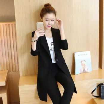 Новый длинный женский костюм с длинным рукавом в офисном стиле