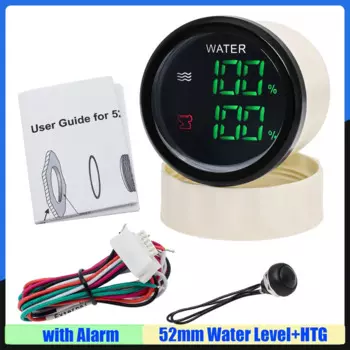 Новый двойной датчик 52 мм с сигнализацией, цифровой зеленый светодиод 0-190 Ом, 240-33 Ом, уровень воды + измеритель уровня канализации HTG для автомобиля, лодки, 9-32 В на заказ