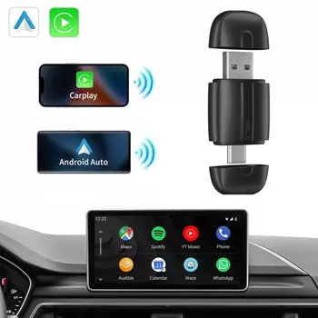 Новый двухпортовый автомобильный беспроводной адаптер «два в одном» Carplay/android Auto Small Box, двухпортовый USB Type-C, автомобильный беспроводной адаптер