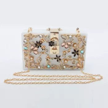 Новый европейский и американский стиль бриллиантовое платье ручная акриловая сумка наплечная Дамская Вечерняя сумка