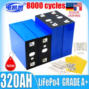 Новый класс A 3,2 В 320 Ач 280 Ач DIY 24 В 48 В Lifepo4 аккумуляторная батарея литий-железо-фосфатный солнечный аккумулятор для кемпинга без налога