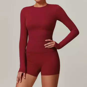 Новый комплект для йоги из 2 предметов, женский комплект для тренировок, спортивная одежда, одежда для спортзала, укороченный топ с длинными рукавами для фитнеса, женские леггинсы с высокой талией, спортивные костюмы