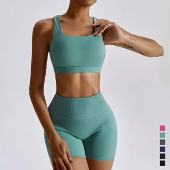 Новый комплект для йоги, женская одежда для спортзала, спортивная одежда, укороченный топ для тренировок, леггинсы с высокой талией, шорты, бюстгальтер, спортивный костюм, спортивный костюм для фитнеса
