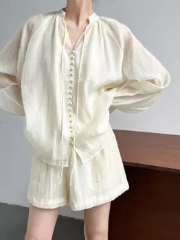 Новый комплект из двух предметов, элегантные женские комплекты, Распродажа женской одежды, 75% комплекты из топа и шорт из лиоцелла, женские костюмы из двух предметов с брюками