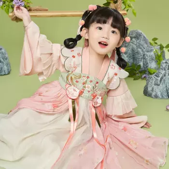 Новый костюм для девочек в стиле Хань с коротким рукавом, супер сказочное детское платье, античный Детский костюм в стиле Хань, весна